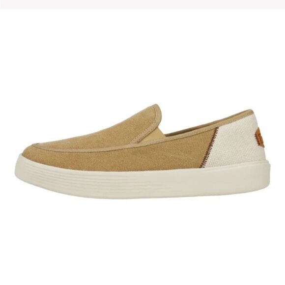 HEY DUDE Sunapee Slipper Salt N Stone Sneakers Men Size 12 Tan & White Vacay NEW - Picture 1 of 7